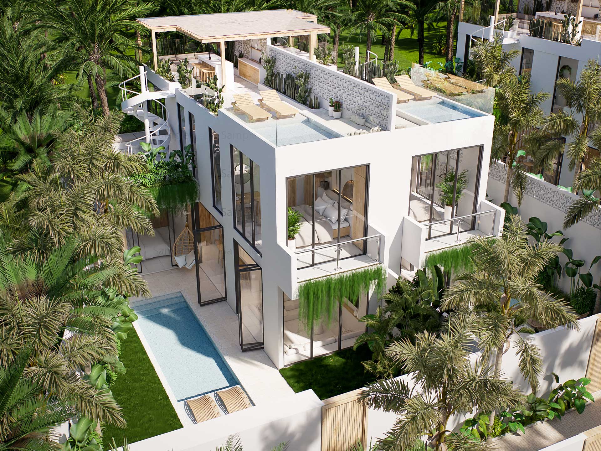 MODERN WITH PANORAMIC VIEWS 3 BEDROOM VILLA FOR SALE LEASEHOLD IN UMALAS BE-672 